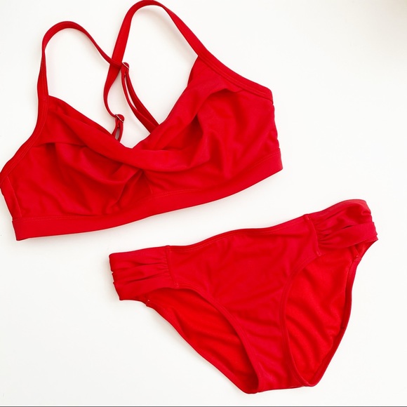 Athleta Other - Athleta || Twist Front Ruched Bikini Red XS 36 B/C